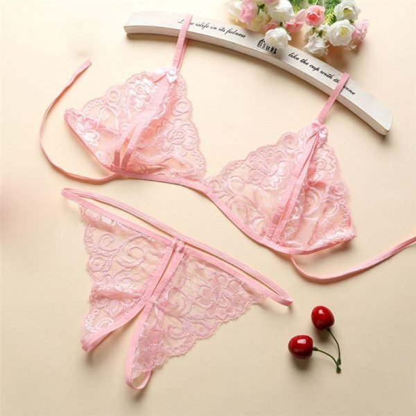 Ensemble de Lingerie Sexy en dentelle pour femmes, soutien-gorge ouvert, sous-vêtements érotiques exotiques, Porno, Lenceria, Lingerie transparente - Image 3