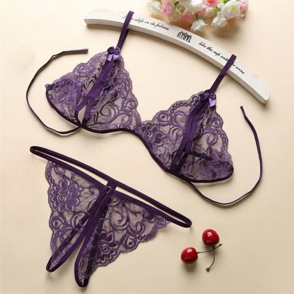 Ensemble de Lingerie Sexy en dentelle pour femmes, soutien-gorge ouvert, sous-vêtements érotiques exotiques, Porno, Lenceria, Lingerie transparente - Image 4