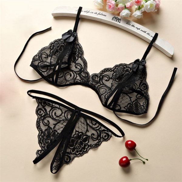 Ensemble de Lingerie Sexy en dentelle pour femmes, soutien-gorge ouvert, sous-vêtements érotiques exotiques, Porno, Lenceria, Lingerie transparente