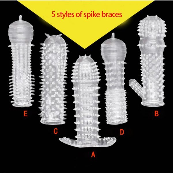 5 PCS Silicone Reusable Condoms Time Delay TPE Crystal Penis Sleeve Soft Male Extension Cock Rings Adult Sex Toys for Men Couple - Image 5