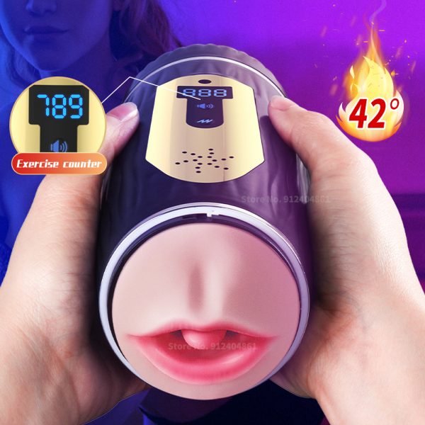 Count Double Channel Automatic Male Masturbator with Heating Oral Sex Vagina Real Pussy Vibrator Penis Enhancer Sex Toys for Men