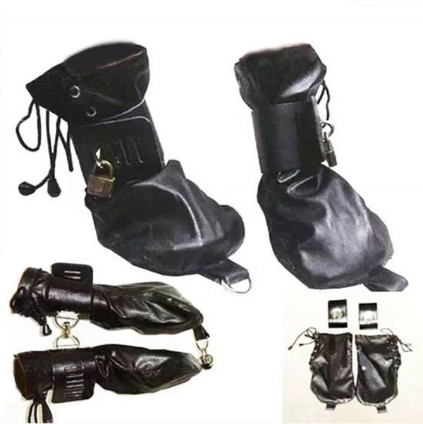 Handcuffs/Mittens/Boot Booties, Leather Gloves Dog Paw Padded Fist Mitts Socks,BDSM Bondage,Sex Toys - Image 5