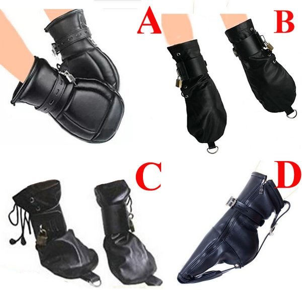 Handcuffs/Mittens/Boot Booties, Leather Gloves Dog Paw Padded Fist Mitts Socks,BDSM Bondage,Sex Toys