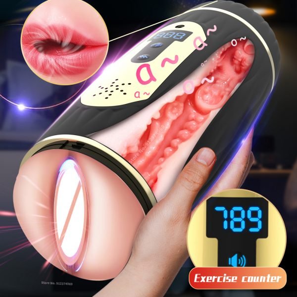 Lifelike Male Blowjob Masturbator Vagina Vibrator Sucking Aircraft Cup Sex Machine Pocket Pusssy Pronunciation Adult For Man Toy