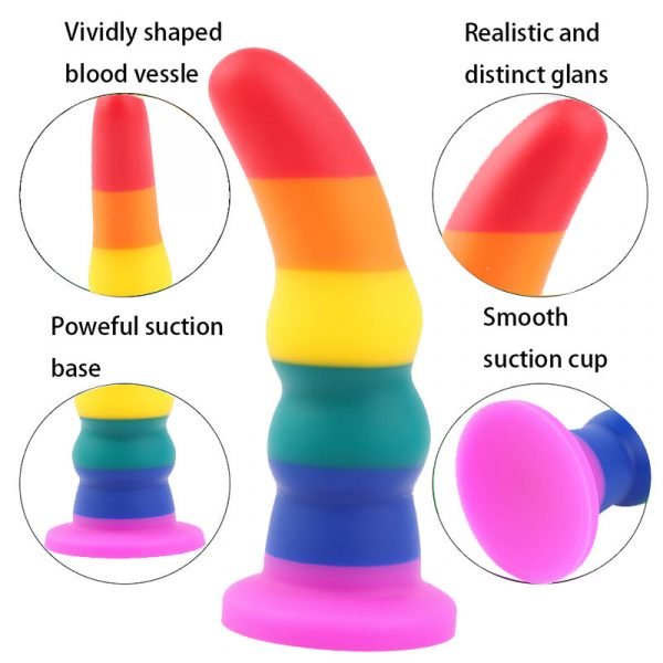 Rainbow Silicone Dildos Anal Plug Realistic Dildo Suction Cup Dildo Sex Toys for Women Lesbian Masturbators Penis tools - Image 3