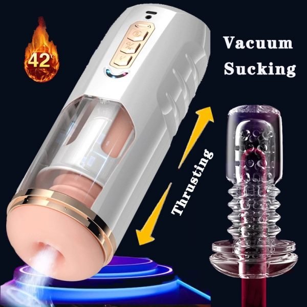 Real Vaginas for Men Masturbators Automatic Telescopic Heating Voice Masturbation Cup Blowjob Orgasm Machine Adult Sex Toys Male - Image 2