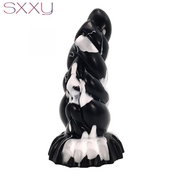 SXXY Curve Anal Toys for Men Women Liquid Silicone Fantasy Butt Plug Monster Beaded Realistic Dildo Sex Shop G Spot Masturbate