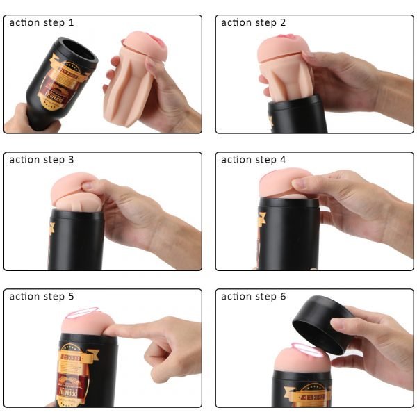 Soft Ora Pussy Male Masturbator Cup Real Vagina Sex Toys for Men Gift Manual Erotic Toy Portable Beer Bottle 18 Adult Products - Image 3