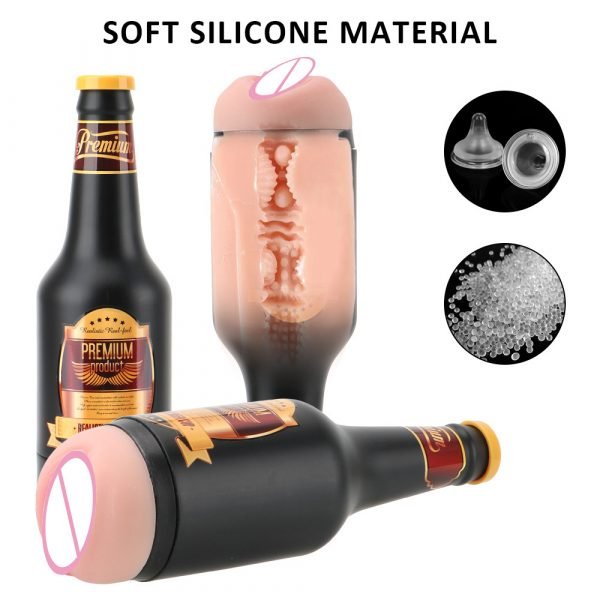 Soft Ora Pussy Male Masturbator Cup Real Vagina Sex Toys for Men Gift Manual Erotic Toy Portable Beer Bottle 18 Adult Products - Image 4